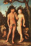 Lucas  Cranach Adam and Eve oil on canvas